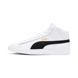 Puma Smash v2 Mid-Cut Αθλητικά Παπούτσια γυναικεια ασπρα μαυρα χρυσο χρωμα γκρι | PM489BLA
